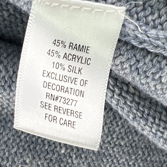 Croft & Barrow Sz M Silk Blend Snowflake Cardigan Womens Blue Fair Isle Full Zip - Picture 8 of 9